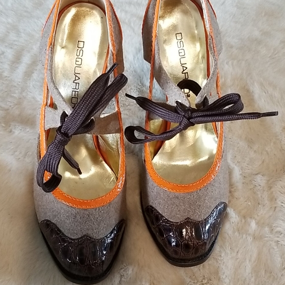 DSQUARED platform brown and orange heels size 39 - Picture 4 of 15